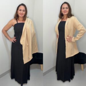 04 Vestido Longo Preto Frente Única