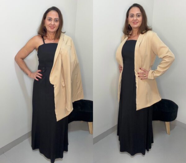 Vestido Longo Preto Frente Única