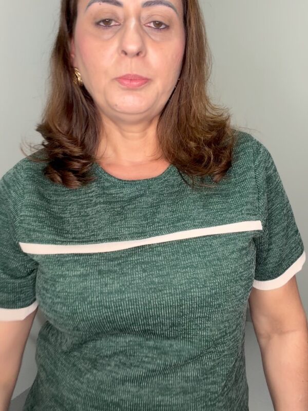 Blusa Tricô Verde com Listra
