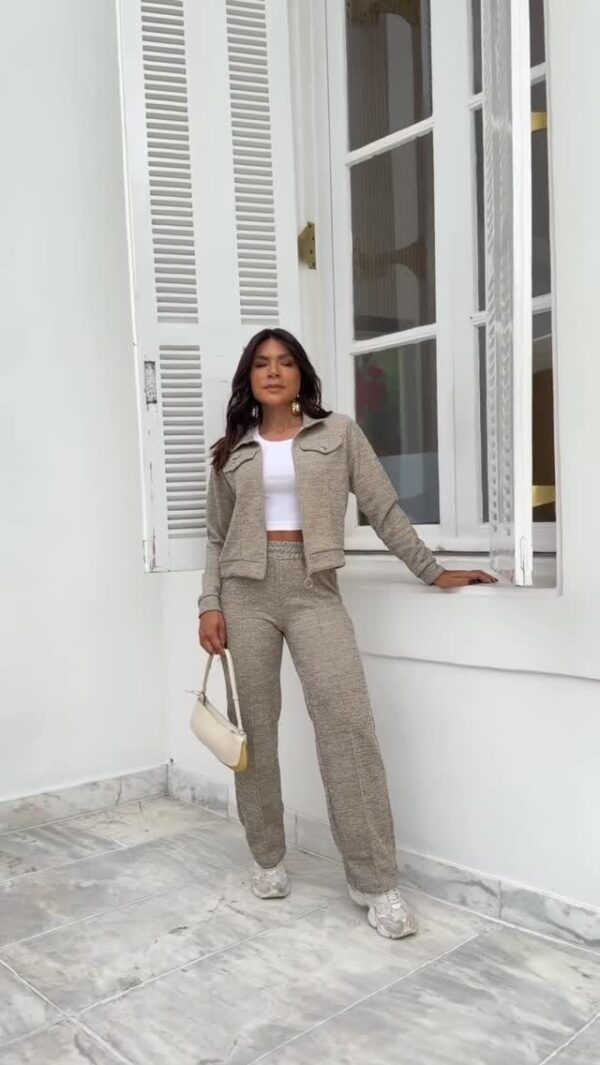 Conjunto Tricô Bege (Jaqueta + Calça)
