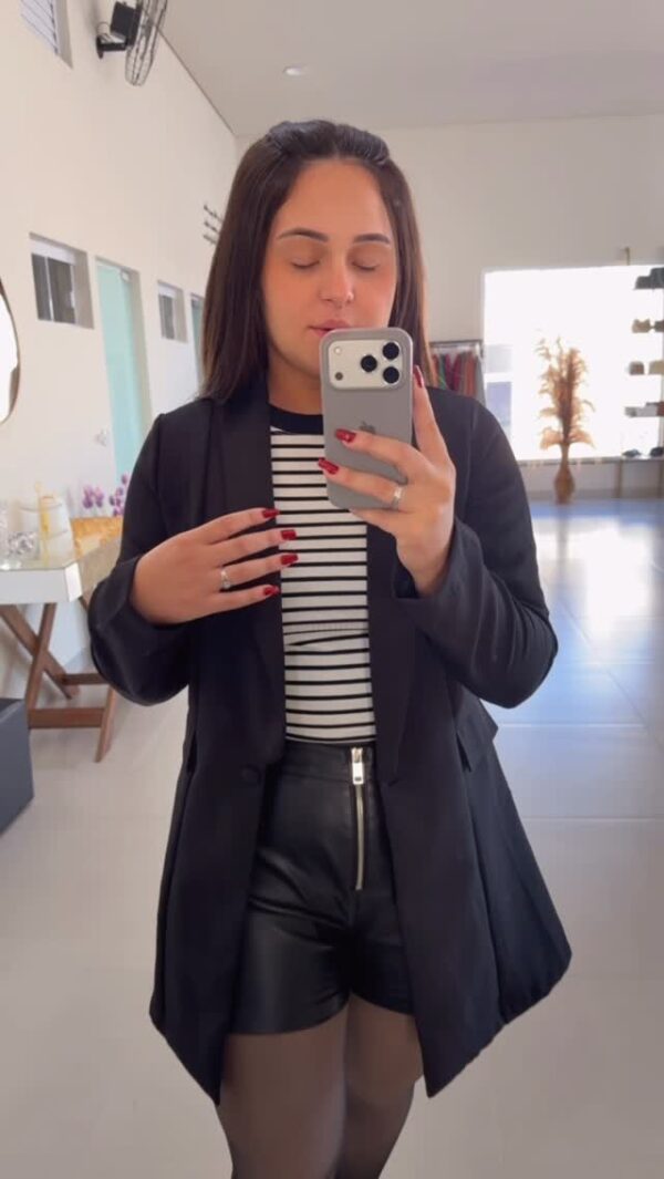 Blazer Alfaiataria Alongado Preto