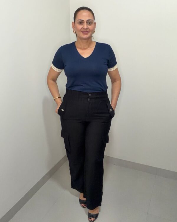 Calça Pantalona Cargo Preta